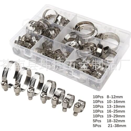 Hot sale 60pcs stainless steel American hose clamp, hose clamp, hose clamp, pipe clamp clamp set