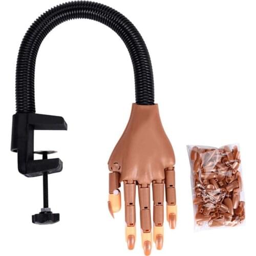 Nail Art Hands Professional Practice Fake Hand Nail Tool +100Pcs Tips for nails Adjustable Plastic Practice Model