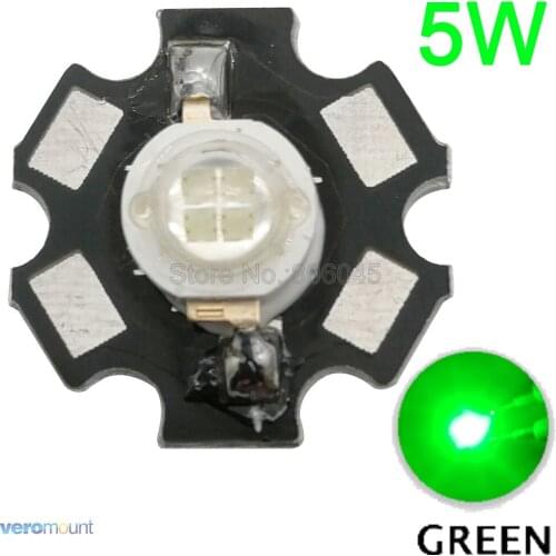 5W Green High Power LED Bead Emitter DC6.5-7.5V 800mA 520-530NM with 20mm Star Platine Base