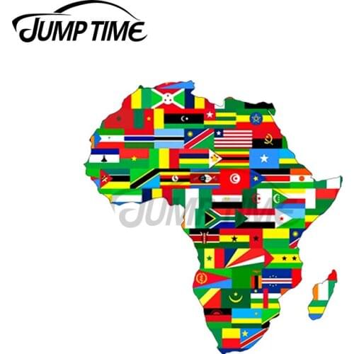 JumpTime 13 x 3.8cm For Africa Map With Flags Funny Car Stickers DIY Occlusion Scratch Decal Suitable for VAN RV SUV Decoration
