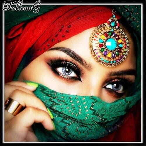 FULLCANG Masked Mysterious Girl abstract mosaic 5d diy diamond painting full square round rhinestone embroidery sale FG0099