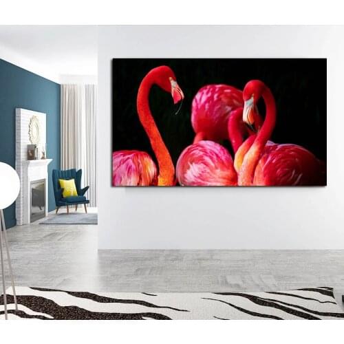 Canvas Painting Flamingo Creative Painting For Living Room Bedroom Wall Art Small Fresh Decoration No Frame