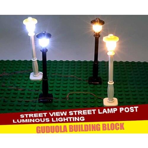 Brick Toys LED lamp Street View Light Building Block Park Road Lamp Post Building Block USB Luminous Parts City Spotlight Gift