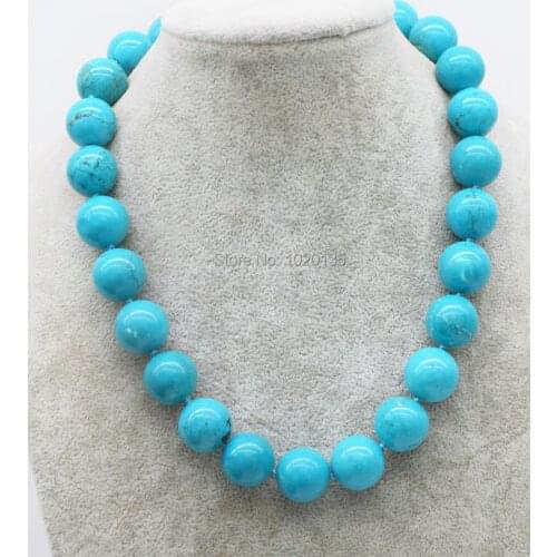 Green howlite turquoise round 16mm necklace wholesale beads nature 18inch gift discount FPPJ for xmas gift
