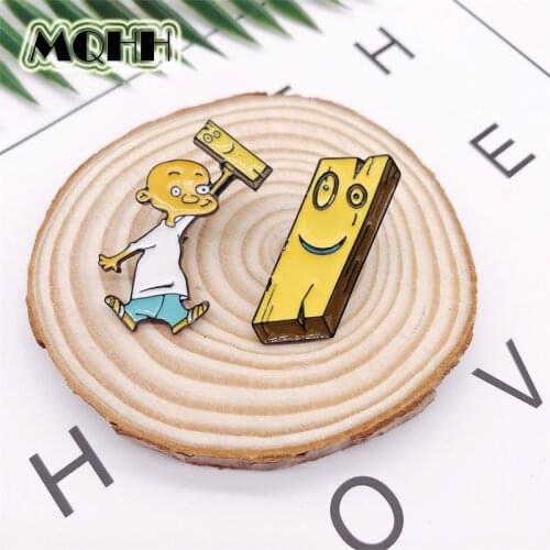 Creative Cartoon Characters Little People Yellow Wood Enamel Brooch Alloy Badge T-shirt Bag Pin Accessories Jewelry Gift For Kid