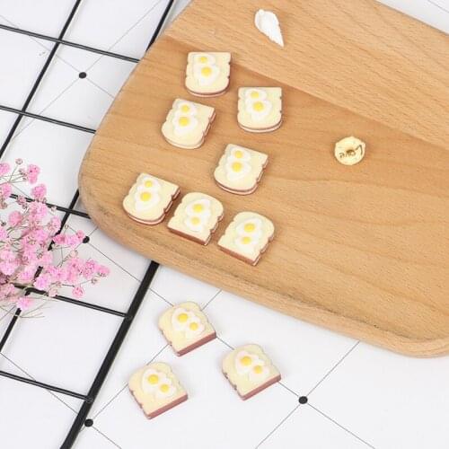 10pcs 1:12 Dollhouse Miniature Resin Egg Bread Toast Model Cute DIY Decorations Accessories