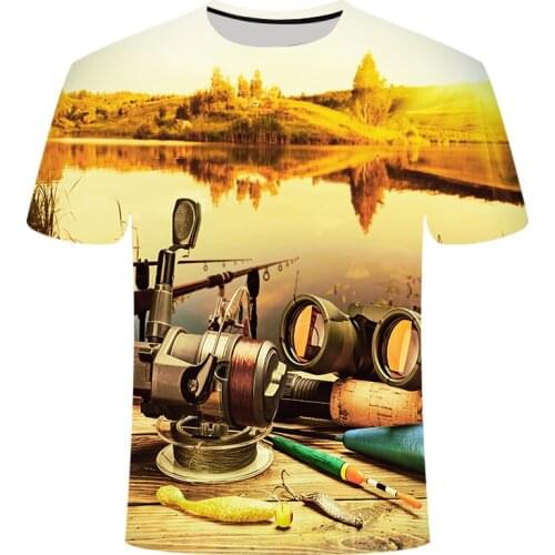 2021 new Summer The Latest 2021 Fish Outdoor T-Shirt Men 3D Print Fishing Tops Collar Casual Men Fishing T-Shirt Fashion tshirt