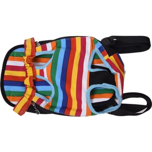 Legs Out Front Style Pet Sling Carrier Traveler Backpack Chest Pack Puppy Carrier Pets Supplies Rainbow stripes, M