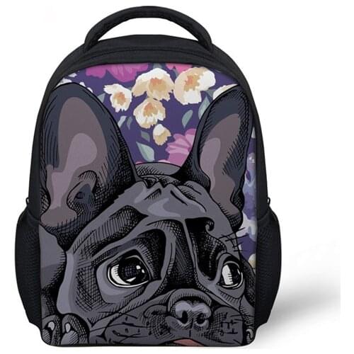 Girls French Bulldog Printing School Bags for Kids&Baby Mini Backpacks Children Kindergarten Backpack Preppy Satchel