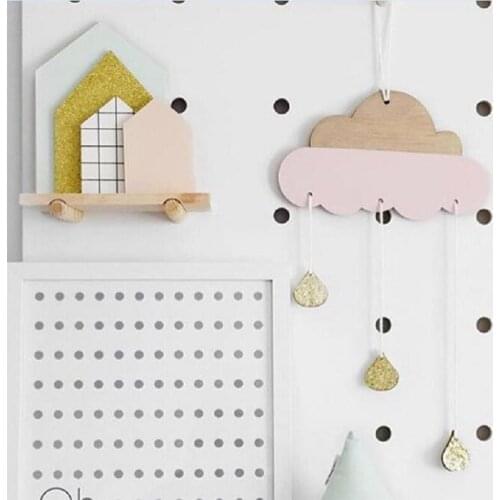 Nordic Wind Chimes Wooden Cloud Raindrops Chips DIY Wall Hangings Ornaments Kids Room Decorations Nursery Baby Shower Décor