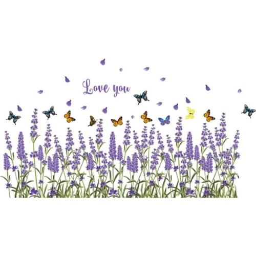 DIY Wall Sticker Lavender Wallpapers All-match Style Art Mural Waterproof Bedroom Wall Stickers Home Decor Backdrop