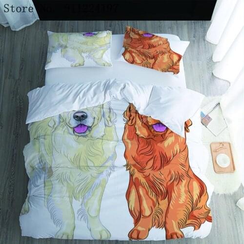Twin Wolfhound Bedding Sets Single Double Queen King Size Duvet Cover Sets White And Brown Bedclothes Microfiber Bedroom Sets