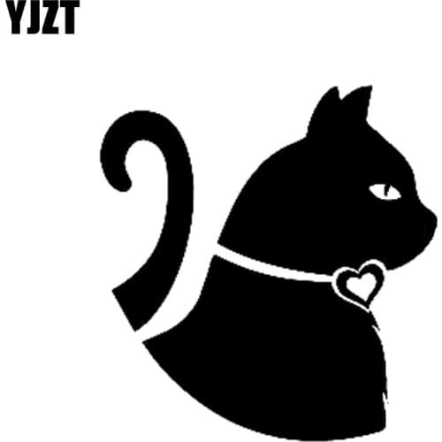 YJZT 12.8CM*12.2CM Cat Head Funny Vinyl Car Sticker Decal Black Silver C10-02462