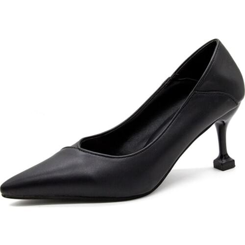 Womens Shoes High-heeled Pumps Women Stiletto Pointed Toe Metal Slip-On Decoration Classic Fashion Zapatos Mujer Tacon W27-40