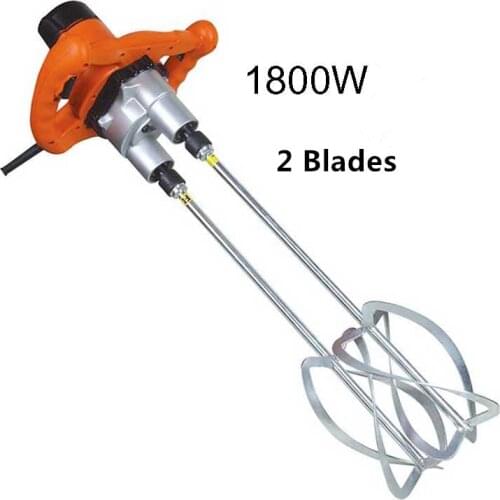 1800W Cement Mixer Concrete Grout Painting Hand Power Mixer 6 Speed 2 Blades
