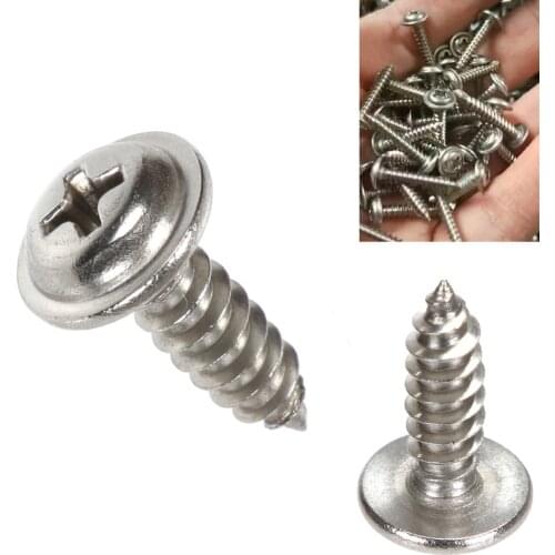 300pcs M3 M4 M5 Cross Round Head Self-tapping Screw 304 Stainleess Steel Pan Head With Pad Screw