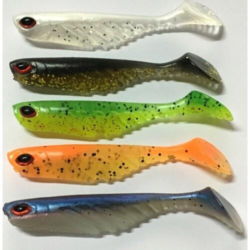 5pcs Fishing Lure 70mm/2.8g Soft Swimbait Shad Artificial Jig Worm Lure Silicone Bass Minnow Lure Pasca Soft Lure