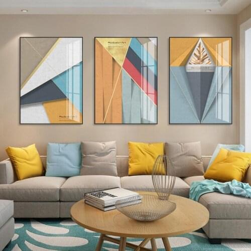 Abstract Triangle Hexagon Geometry Mosaic Combination Canvas Paintings Poster And Print Decorative Wall Art Pictures Living Room