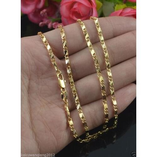 Men Women 20" Yellow Gold Color Chain Necklace Link Chain Short collarbone Chain Hiphop Necklace Chain Gift