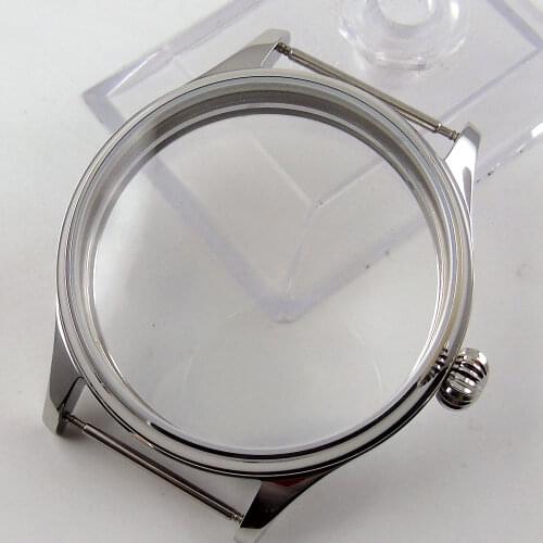 BLIGER 44MM Stainless Steel Silver Color Sterile Watch Case Fit For ETA 6497 6498 Hand Winding Movement C67
