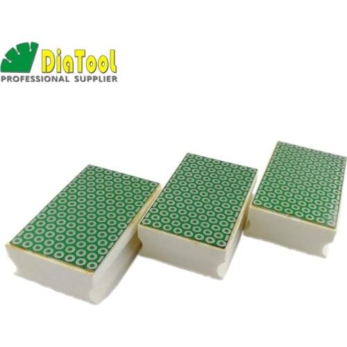 DIATOOL 3pcs Electroplated Diamond Hand Polishing Pad 90X55MM #600 Foam Backed Hand Polishing Pad Diamond Sanding Pads