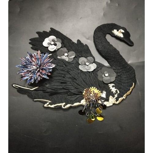 Boutique Black Swan Denim T-shirt Patch Clothing Accessories Clothes Home Decoration New DIY Hand Embroidery Need Stitches
