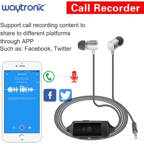 Call Recorder Headset Earphone for iPhone WhatsApp LINE Skype Zoom Meeting Class Online APP Voice Recording Device
