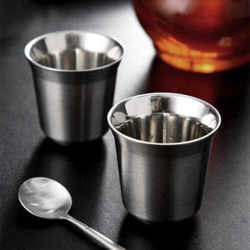 Quality 80ml New Double Wall Stainless Steel Espresso Cup Insulation Pixie Coffee Cup Capsule Shape Cute Thermo Cup Coffee Mugs