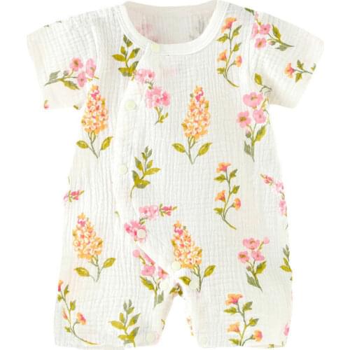 Baby Summer Clothes Newborn Jumpsuit Infant Girls Boys Muslin Cotton Shorts Sleeve Romper 0-2 Years