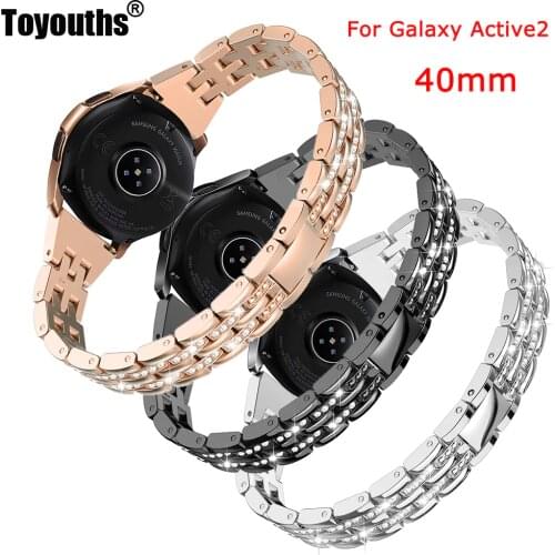 Toyouths Metal Crystal Diamond Band for Samsung Galaxy Watch 42mm Bracelet Wristband Women Strap for Galaxy Watch Active2 40mm