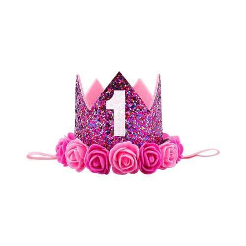 Cute Birthday Party Decor Cap Crown Princess Headband Elastic Haarband Baby Clothes Hair Accessory Baby Girl Headband 1 -3 Years