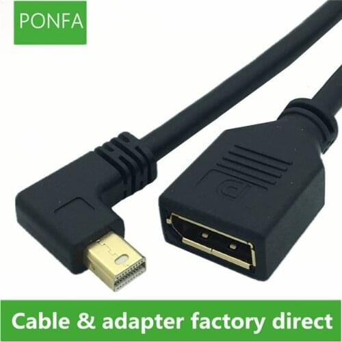 Mini DP Gold plated Up & Down & Left & Right elbow male displayport master with two holes lockable display cable