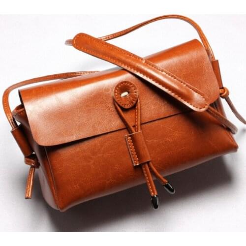 Fashion Women Crossbody Bags Designer Oil Wax Cowhide Solid Color Shoulder Bag Female Messenger Bags Girls Small Luxury Handbags