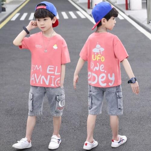 Fashion Summer Children Clothing Set New Casual Sport Letter T-shirt+ Shorts 2Pieces/Set Baby Boys Clothing Outfits For 3-13Yrs
