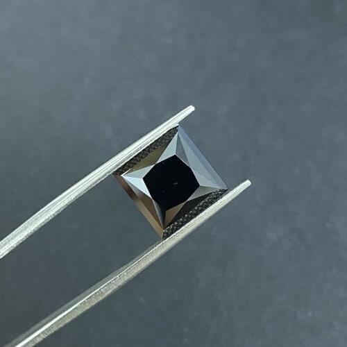 Lab Grown Princess Cut Moissanite 9x9MM 4 Carats Black VVS Loose Diamond Gemstones