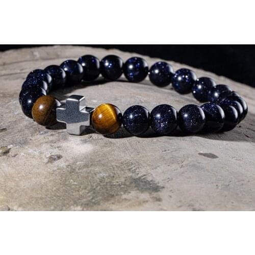 Bead Men Bracelet 2021 Fashion Stone Beaded Charm Bracelet Men Classic Jesus Cross Beads Bracelets For Men Homme Jewelry Gifts