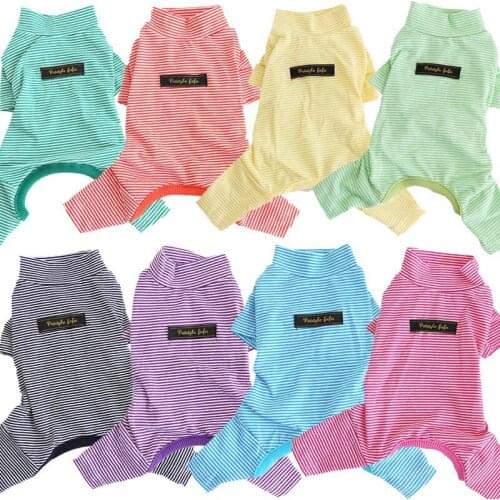 New Spring Autumn Stripe Dog Clothes Soft Cotton Dog Jumpsuit Chihuahua Puppy Hoodies Sweatshirt Dog Cat Costume Dog Shirts