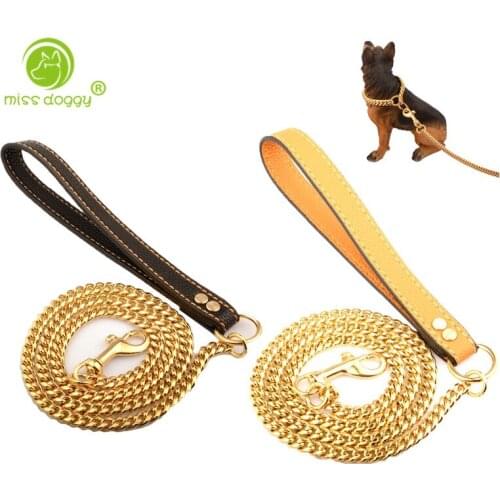 New Fashion Personalized Pet Dogs Leashes Strong Durable Stainless Steel Leash for Large Dogs Pet Pug Outdoor Safety Leads 10A