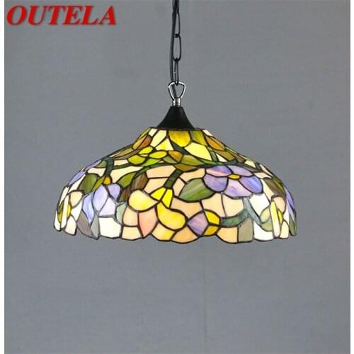 OUTELA Tiffany Pendant Light Contemporary LED Creative Colorful Lamp Fixtures For Home Dining Room