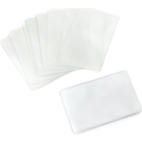 THINKTHENDO New 20Pcs Rectangle Clear Plastic Work Badge Credit Card Holder Protective Case