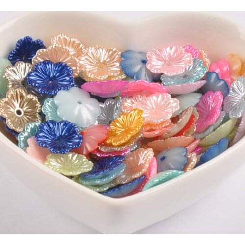 Mix Imitation Pearl Color Doreen Beads Acrylic Flower Spacer Beads for Scrapbook DIY Decoration 12mm 100pcs YKL0626X