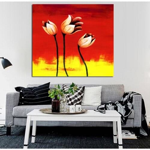 Handpainted Free Shipping Pictures Abstract Flowers Art Oil Painting on Canvas Modern Wall Stickers Home Decor Oil Paintings