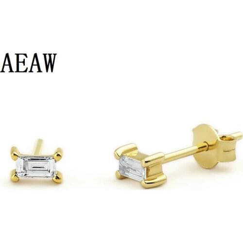 1.5MM*3MM Baguette Cut Diamond Stud Earrings Push Backs in 14k Gold set in Prongs Setting Fine Jewelry For Women