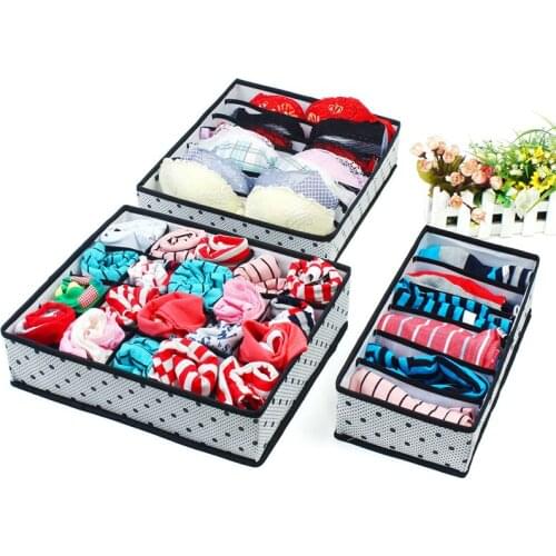 3Pcs/Set Foldable Underwear Storage Box Closet Organizer For Bra Tie Socks Clothes Drawer Organizer Non-Woven Storage Boxes