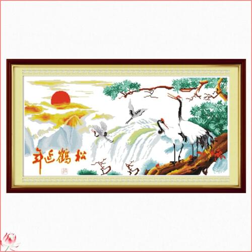 Pine Crane Live pattern cross stitch DIY handmade needlework Animal scenery embroidery kit home decoration painting