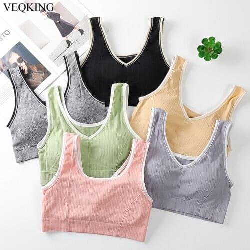 VEQKING Sports Yoga Bras,Women Padded Fitness Top Running Vest,Breathable Sports Bra Top,Seamless Running Workout Tube Top