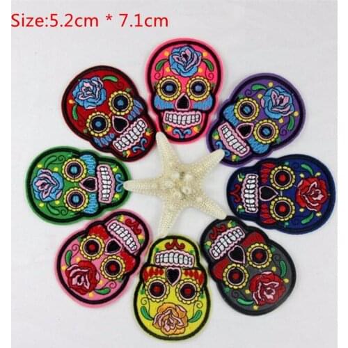 Embroidered Iron/Sew On Patch Goth Punk Rock Applique Rose Skulls Skeleton psychedelic Head Label Badge