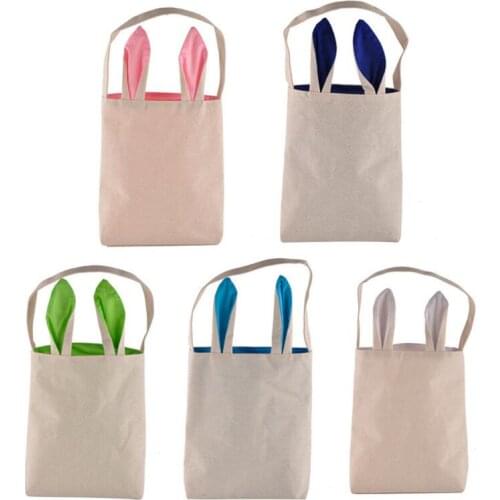 Funny Design Easter Bunny Bag Ears Bags Burlap Celebration Gifts Bag Cotton Handbag LX5790