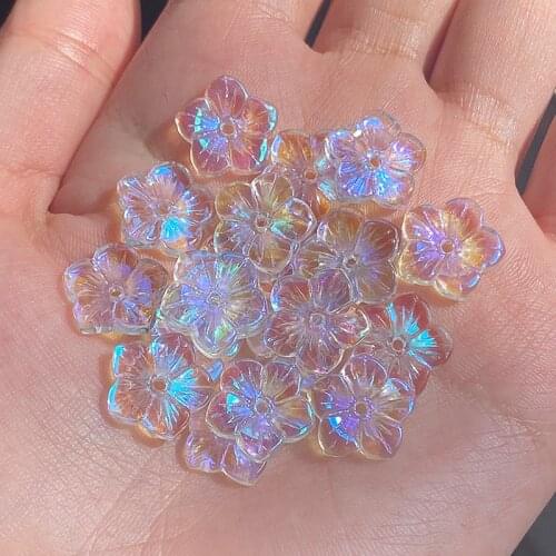 20pcs Plum Flower Beads AB Color Glass Beads for Jewelry Making Handmade DIY Accessories Glaze Beads 12x12mm