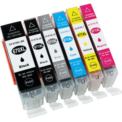 XIMO 8PCS of PGI-670 CLI-671 BK C M Y GY ink cartridge, for PIXMA MG7760